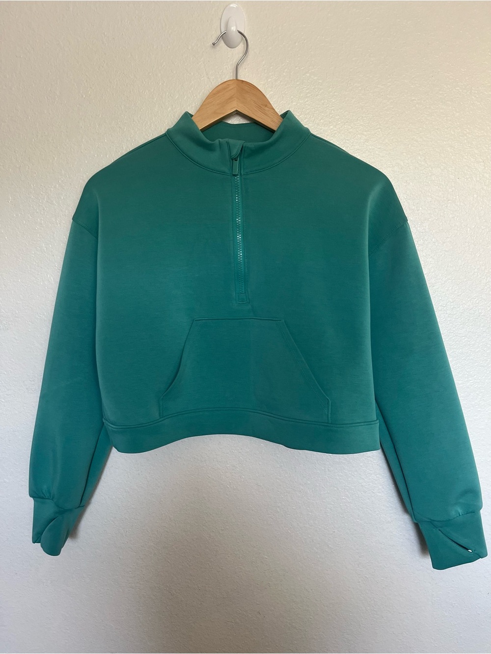 all in motion Cropped Half-Zip Pullover Sweatshirt - Teal XL 14